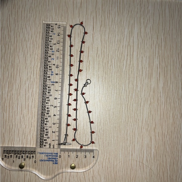 Coral Foxtail Chain Sterling Silver Necklace - Picture 3 of 6